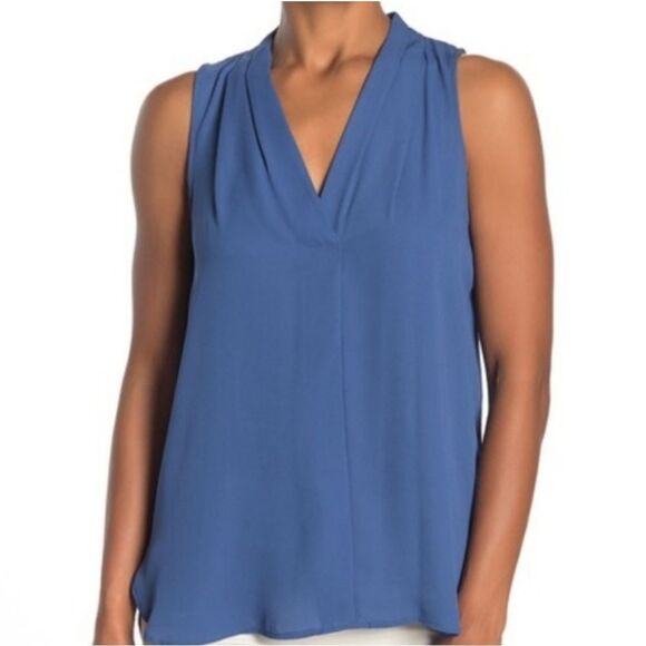 Vince Camuto Blue Solid Sleeveless Hi-Lo Blouse XS - Picture 1 of 6